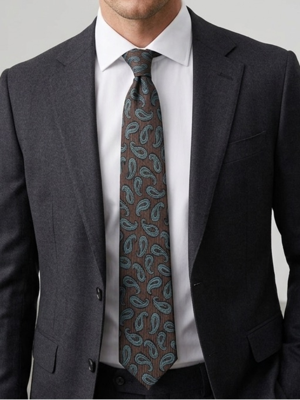 Paisley Pattern Brown & Teal Tie